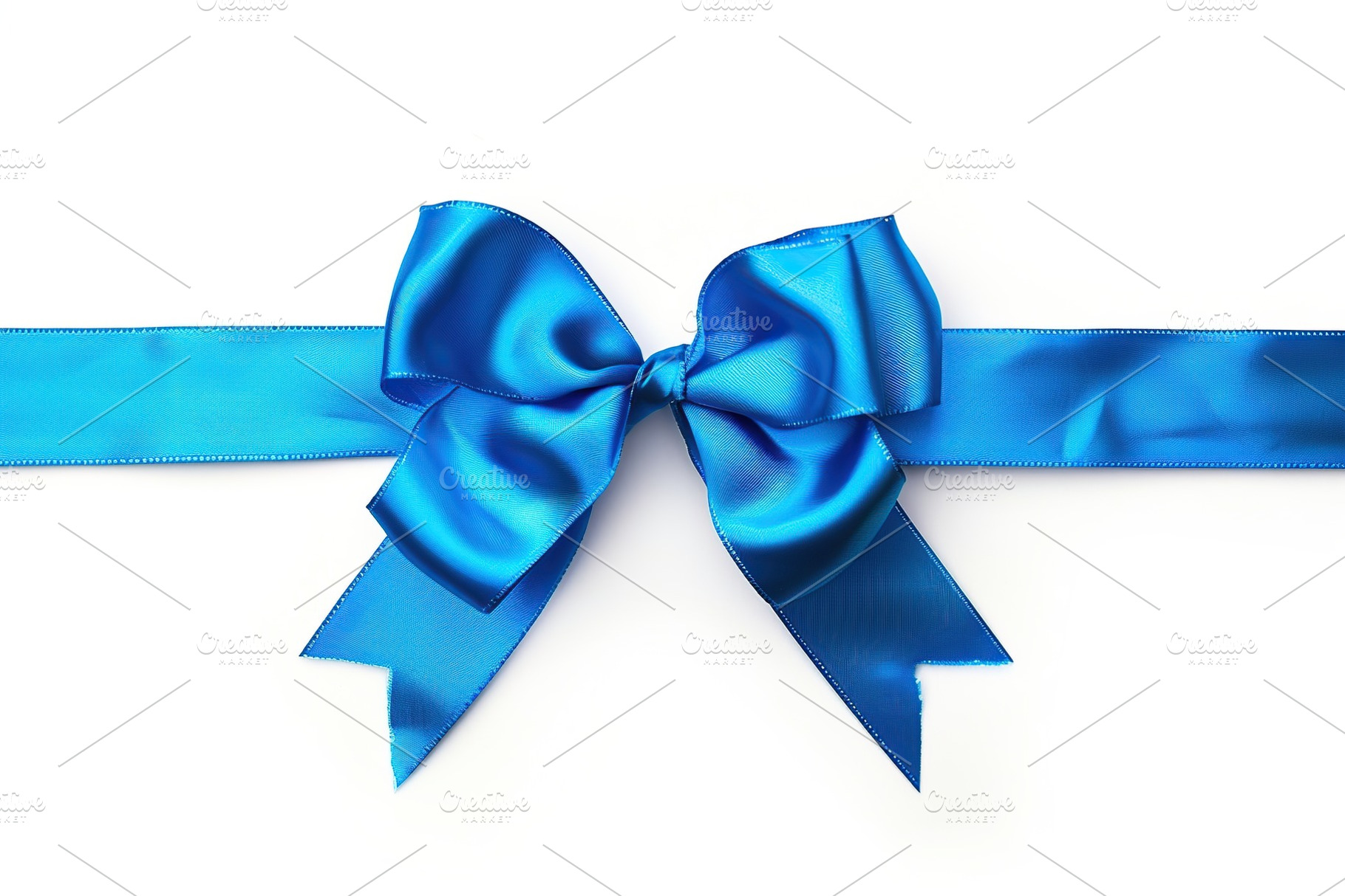 Blue satin ribbon bow on white background, a Photo by AlyaAnd