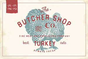 Butcher Shop Turkey Logo Template