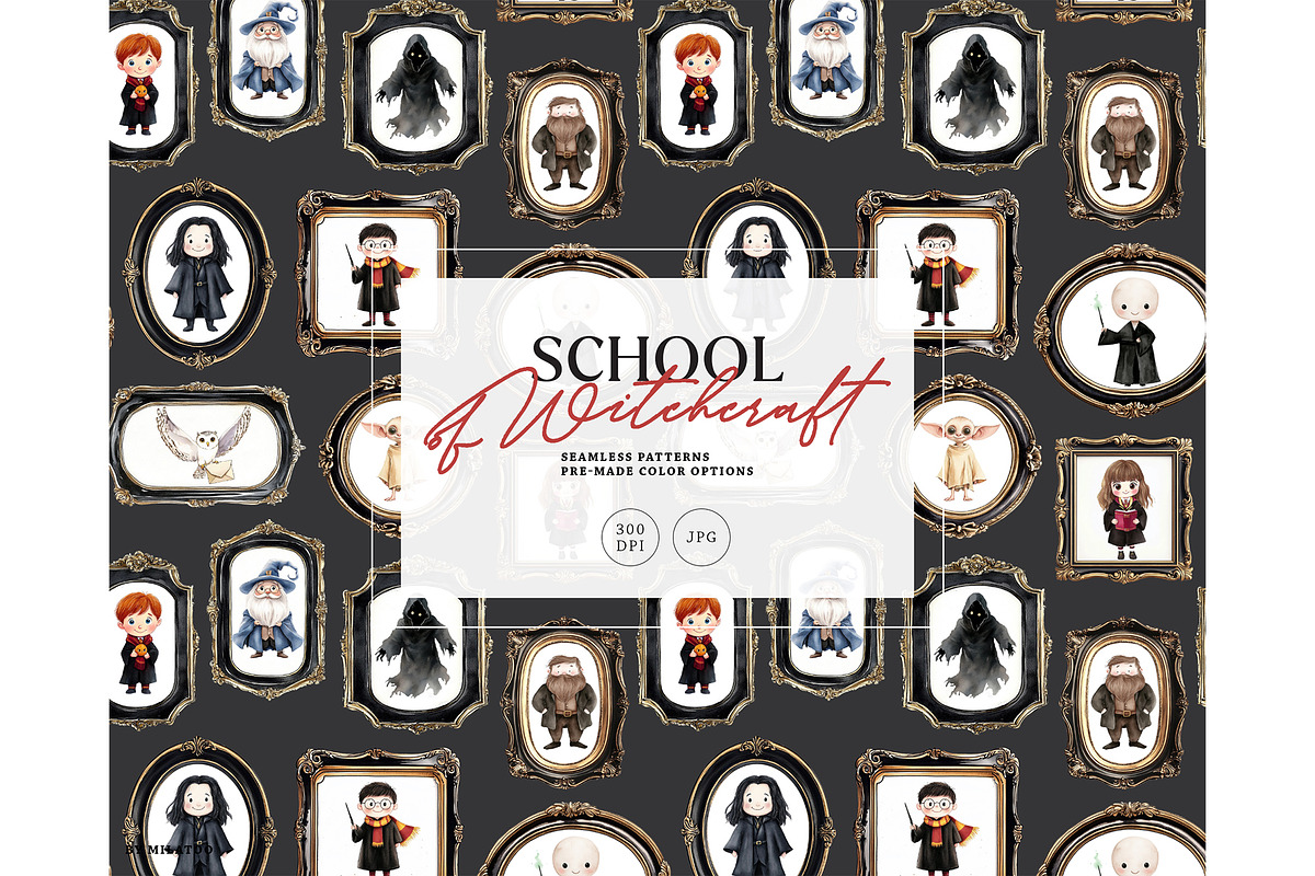 Wizard school seamless pattern, a Texture Graphic by Milatoo (Photo 5 of 5)