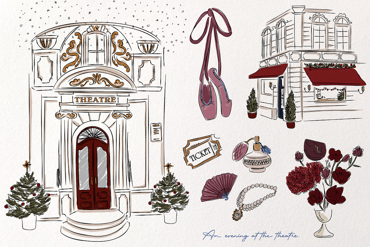 Midnight Town – Winter Line Art, a Seasonal Illustration by Mio Buono (Photo 7 of 18)