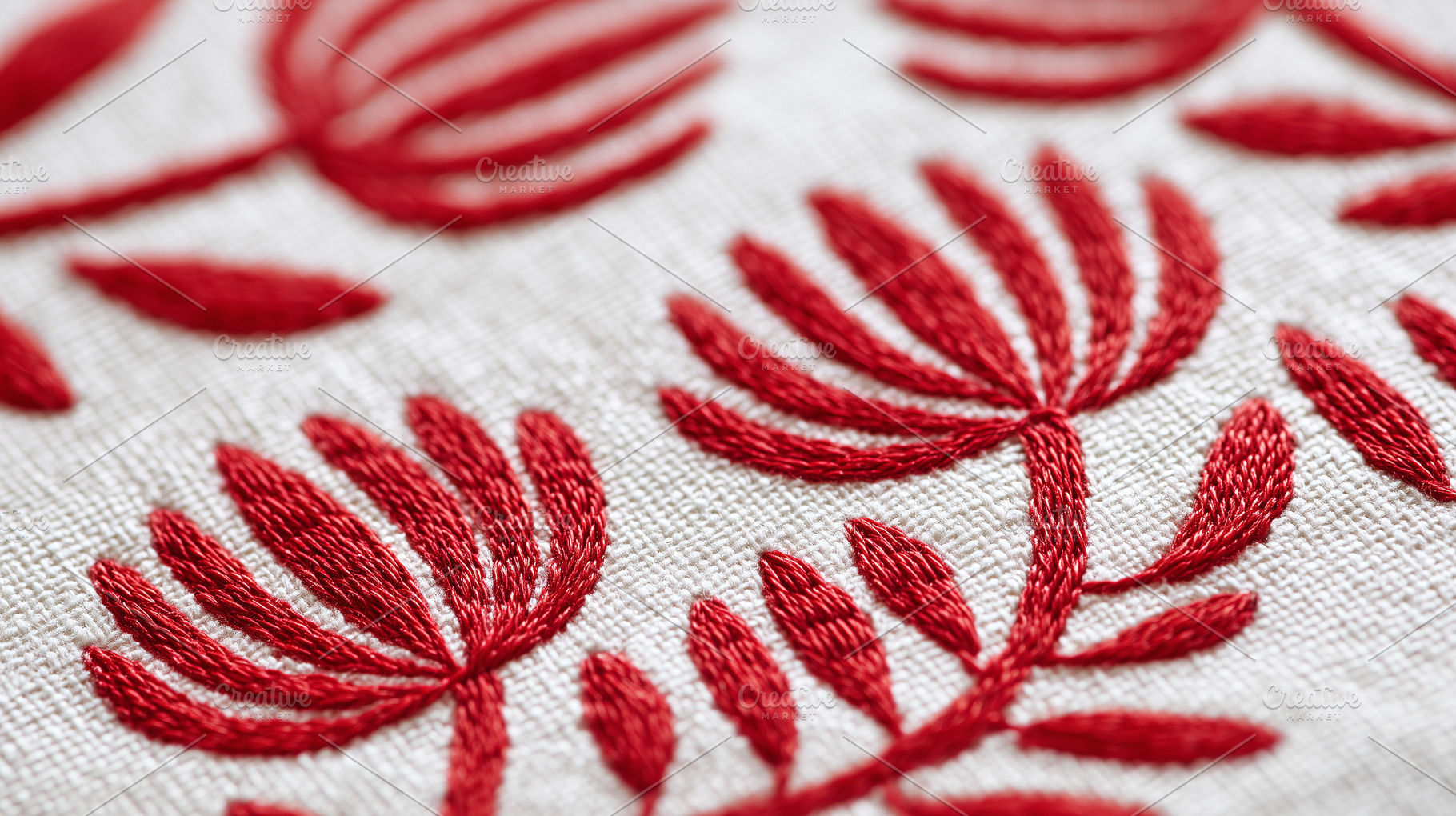 Red minimalistic embroidery flowers, an Arts & Entertainment Photo by MistyDay