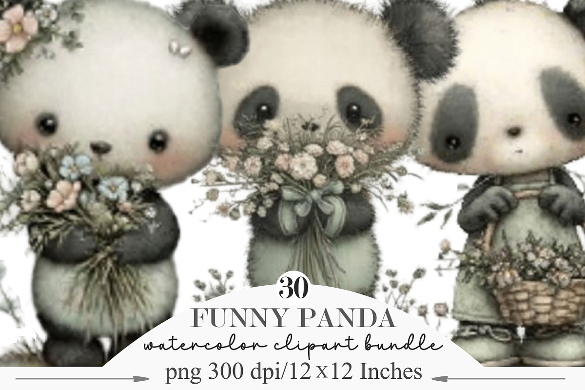 Mothers Day Funny Panda Clipart, an Illustration by Designking (Photo 1 of 5)