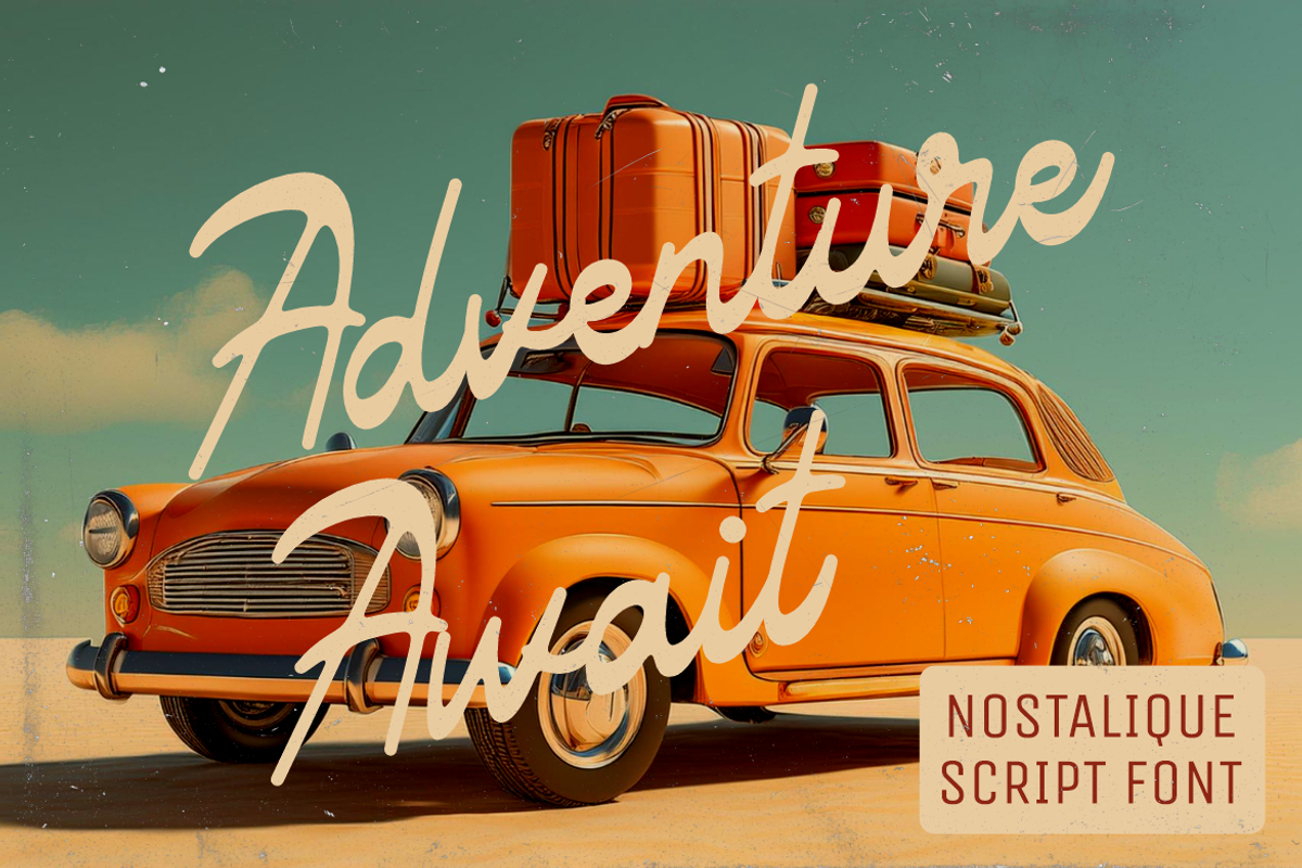 Nostalique Script Retro Script Font, a Font by PutraCetol Studio (Photo 3 of 5)