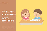 Kids Reading Book Together School, a Person Illustration by Partikusi Design (Thumbnail 1 of 3)