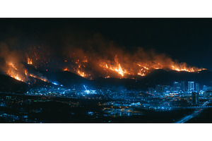 A wildfire rages through the night, a Nature Photo by ZinetroN