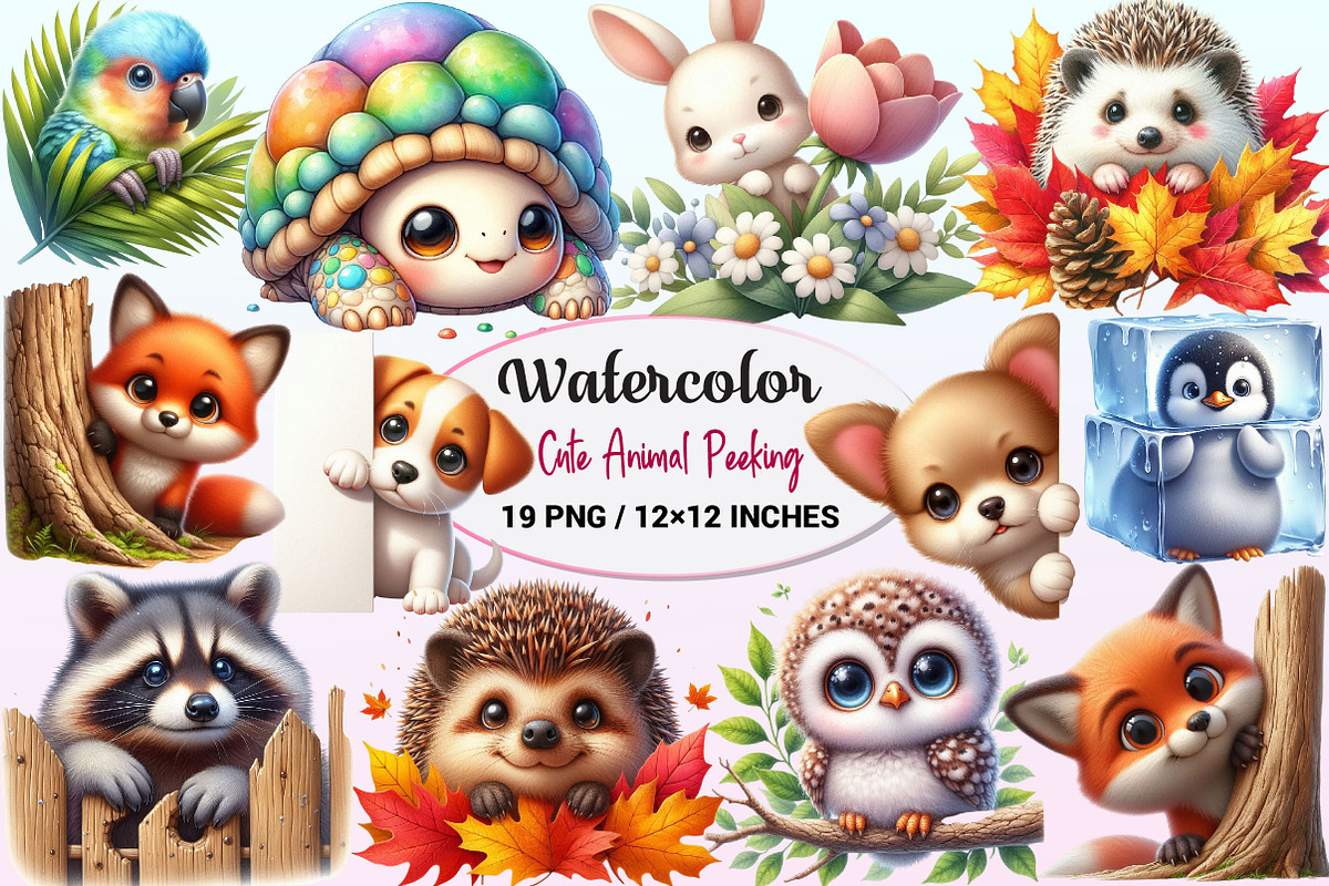 Funny Cute Animal Peeking Clipart, a Graphic by CitraGraphics (Photo 1 of 4)