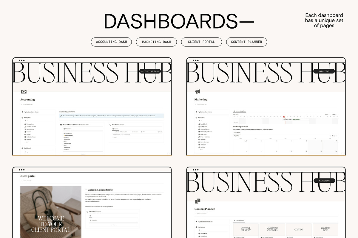 All-in-One Notion Biz Hub - Solo, a Templates & Theme by 89 Golden Blvd (Photo 5 of 7)