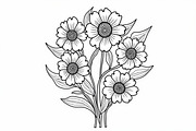Flower Line Art Coloring Pages Set, an Illustration by jahid234 (Thumbnail 3 of 9)