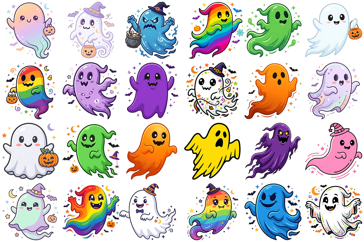 Halloween Spooky Ghost Clipart, a Seasonal Illustration by Forhadx5 (Photo 3 of 11)