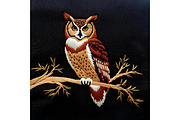 Embroidered owl bird animal, a Background Graphic by IrySha (Thumbnail 3 of 7)