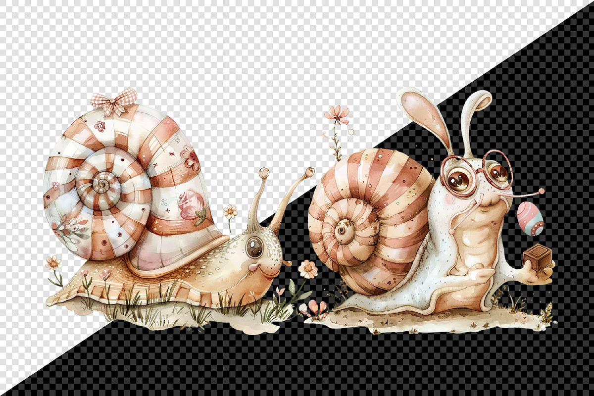 Watercolor Easter Cute Snail Clipart, an Illustration by Creative Art (Photo 5 of 7)