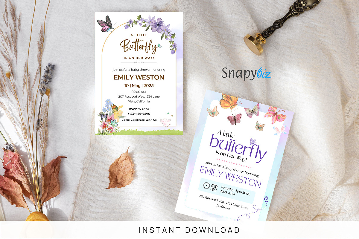 Butterfly Baby Shower Invitation, an Invitation Template by Snapybiz (Photo 6 of 10)