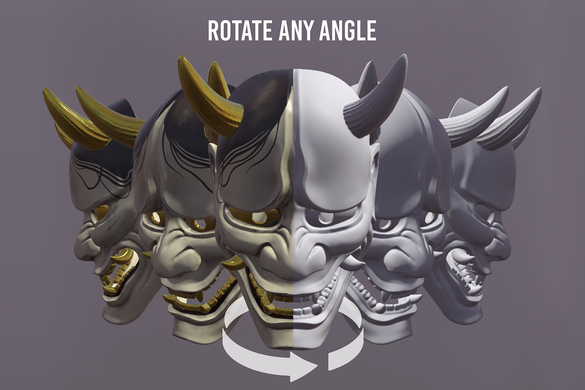 Hannya Mask 3D Model for Procreate, an Object 3D Model by InkRef (Photo 3 of 6)