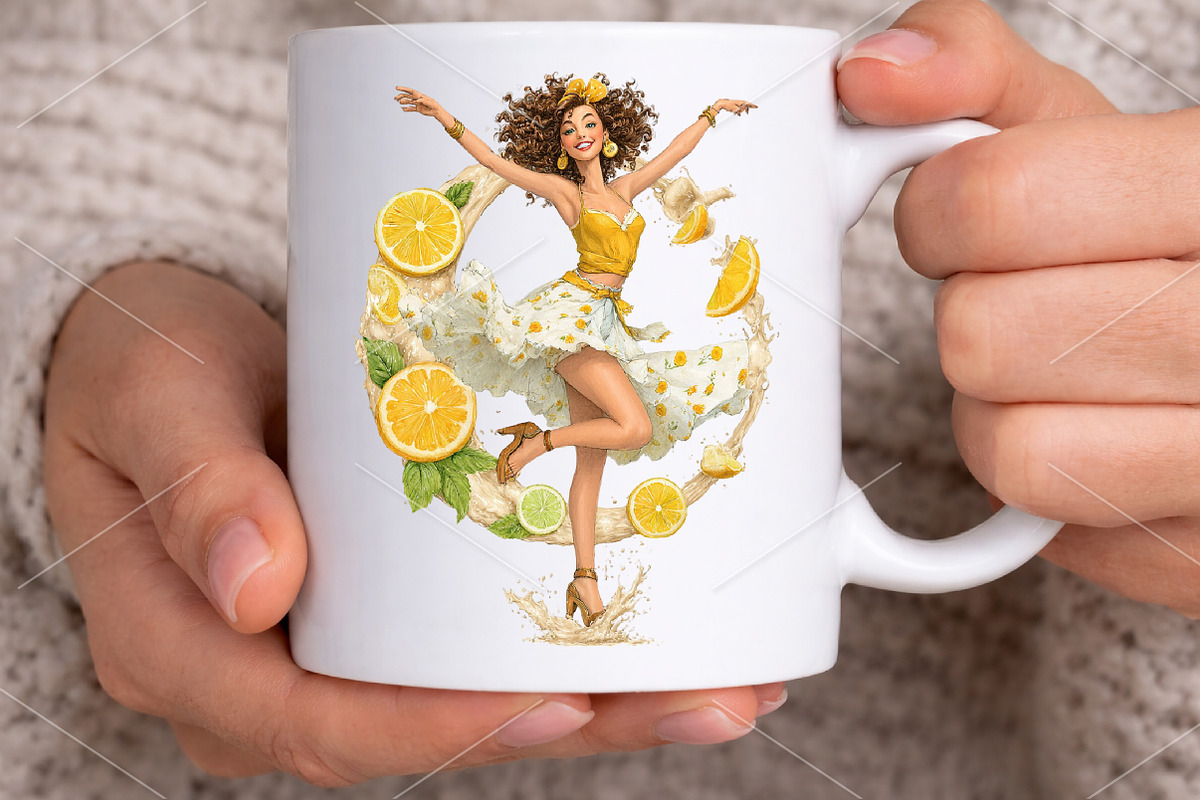 Summer Quirky Coffee Girl Clipart, an Illustration by Canvas Craft (Photo 4 of 7)