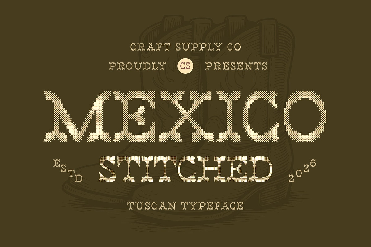 CS Mexico Stitched, a Serif Font by Craft Supply Co. (Photo 1 of 8)
