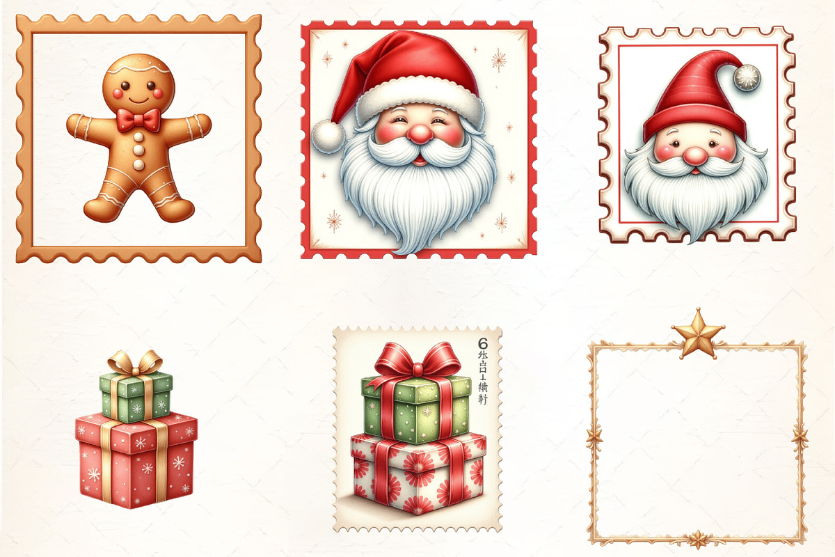 Christmas Postage Stamp Clipart, an Illustration by CrexoraLab (Photo 2 of 5)