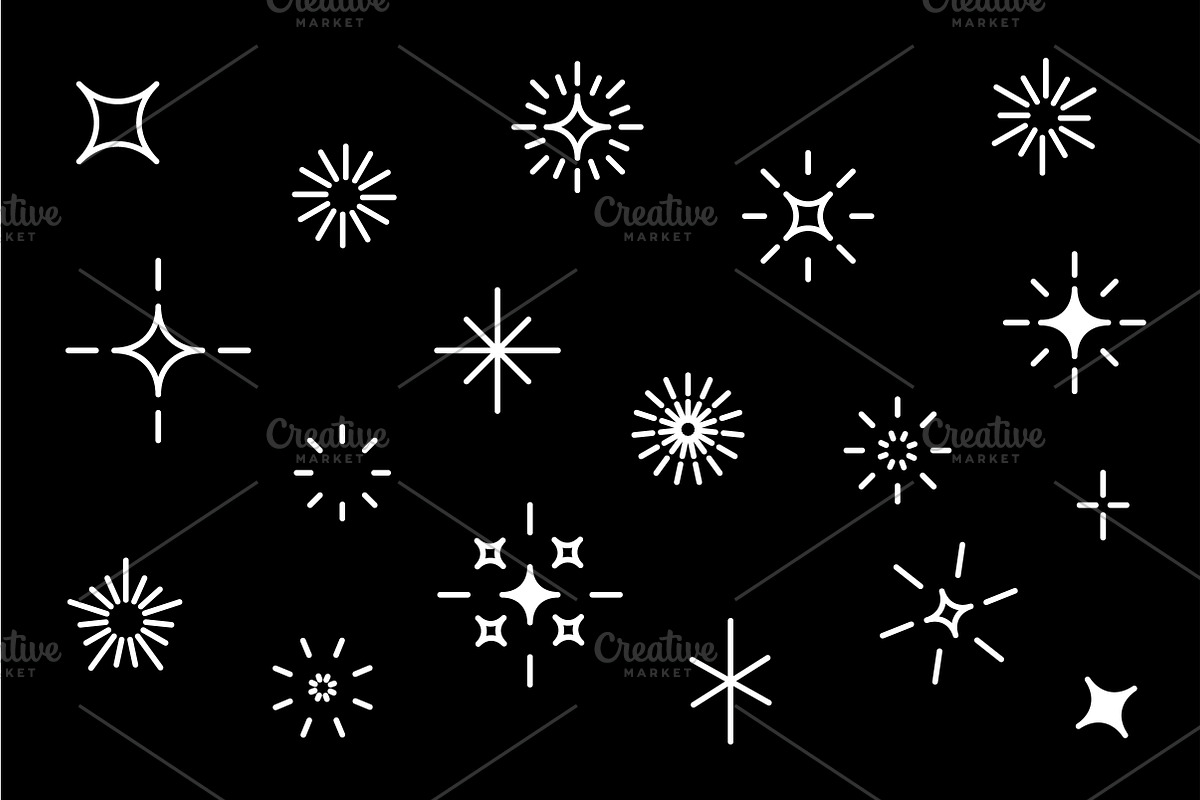 Stars Sparkles sign symbol icon set., an Object Illustration by Worldofvector (Photo 2 of 2)