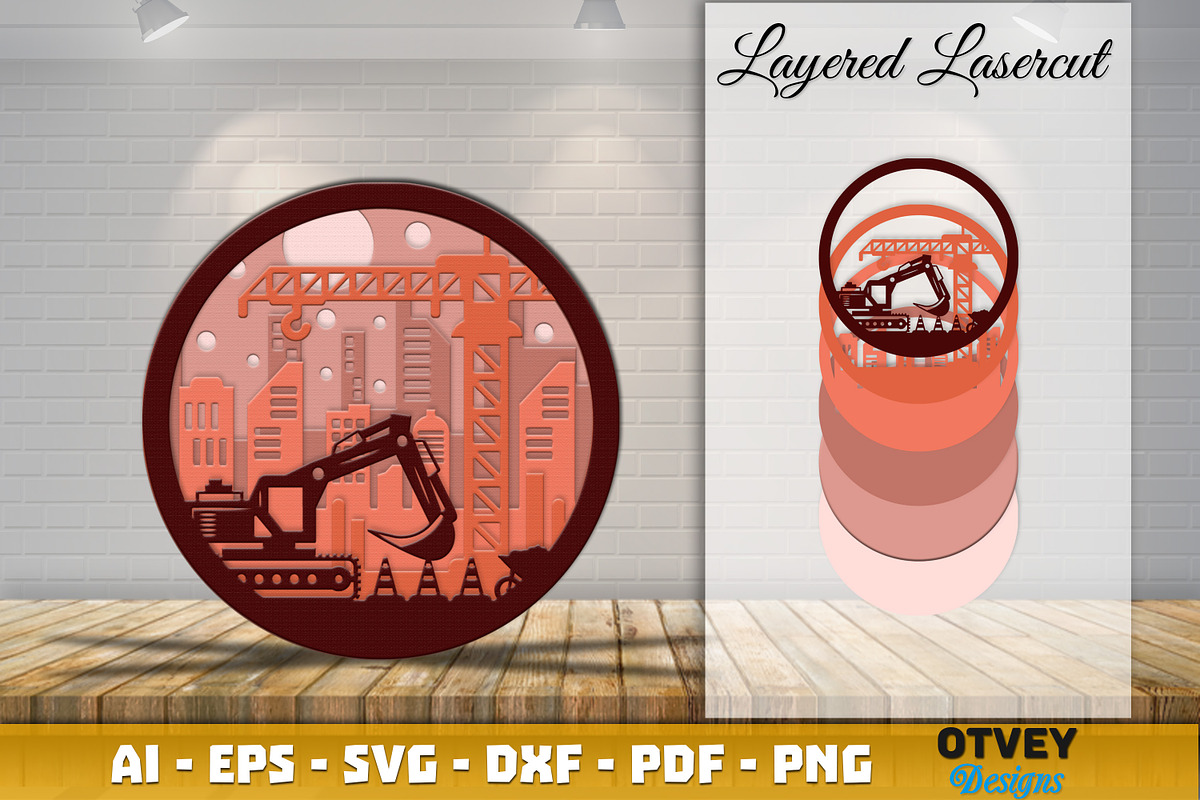 Construction Scene Layered Lasercut, a Graphic by OTVEY DESIGN (Photo 2 of 7)