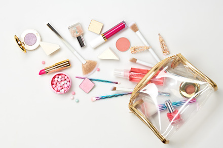 Cosmetic beauty makeup product flyin stock photo containing cosmetic and