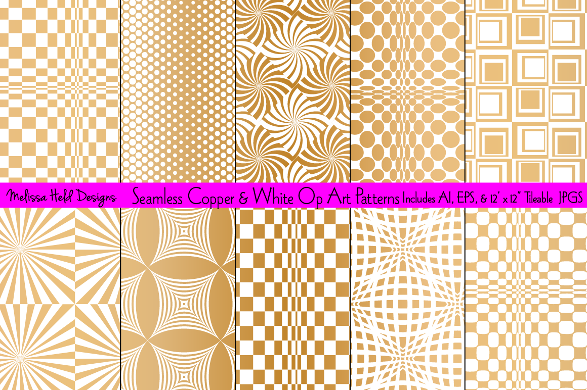 Seamless Copper Op Art Patterns, a Pattern Graphic by Melissa Held Designs