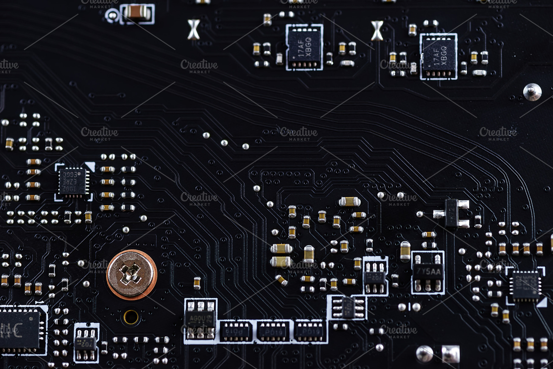 Circuit board. Electronic computer h, a Technology Photo by AlexBush