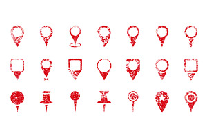 Map Pointer Grunge Icon Set, an Object Illustration by Vector Creator