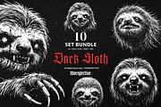 10 Bundle Dark Art Sloth Slow Jungle, an Illustration by Morspective (Thumbnail 1 of 7)