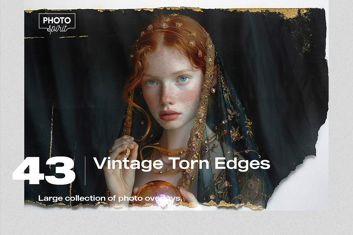 Vintage Torn Edges Effect Overlays, a Brushes & More by PhotoSpirit (Photo 1 of 10)