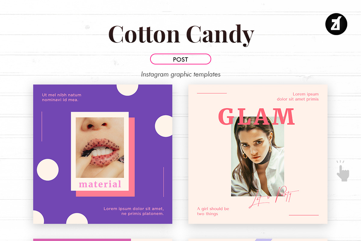 Cotton candy social media templates, a Social Media Template by Chanut is industries (Photo 3 of 8)