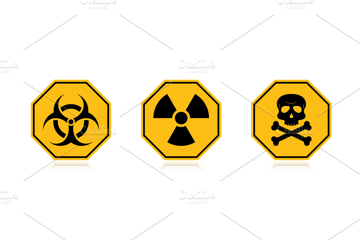 Warning danger yellow sign, an Illustration by Vector Creator