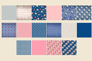 Navy Pink Shabby Digital Paper