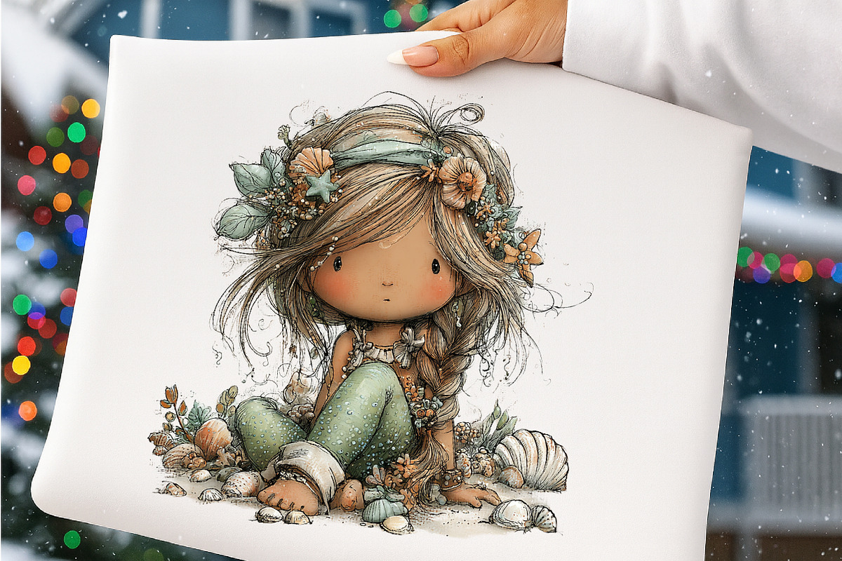 Whimsical summer mermaid clipart, an Illustration by SinaCreation (Photo 10 of 11)