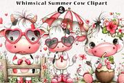 Whimsical Summer Cow Clipart, a Seasonal Illustration by CreationArt (Thumbnail 1 of 5)