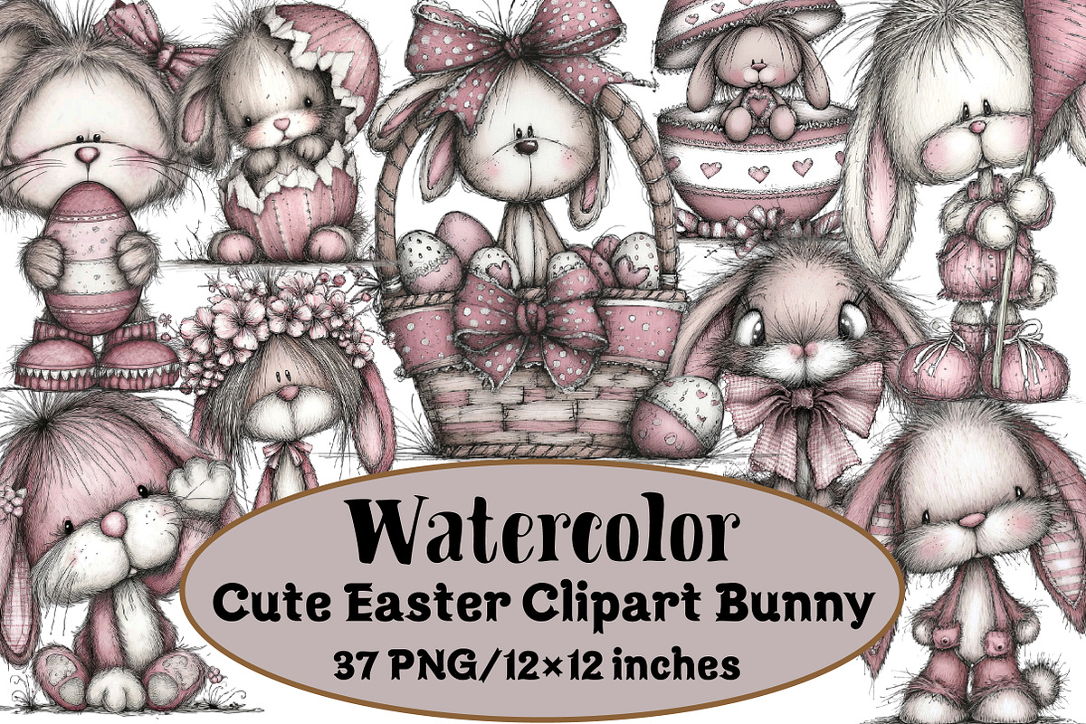 Cute Easter Clipart Bunny, an Illustration by Design Market (Photo 1 of 3)