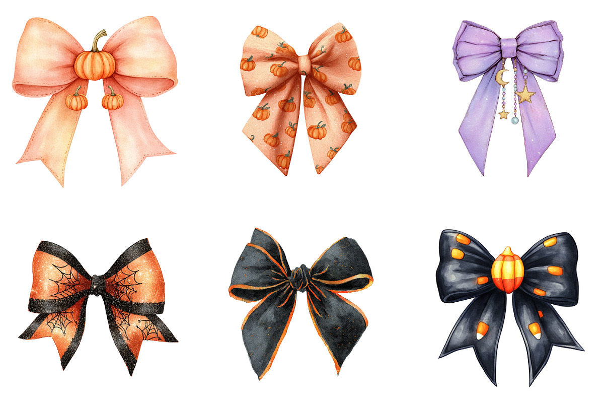 Halloween Coquette Bow Clipart Bundl, an Illustration by DreamArtGraphic (Photo 4 of 5)