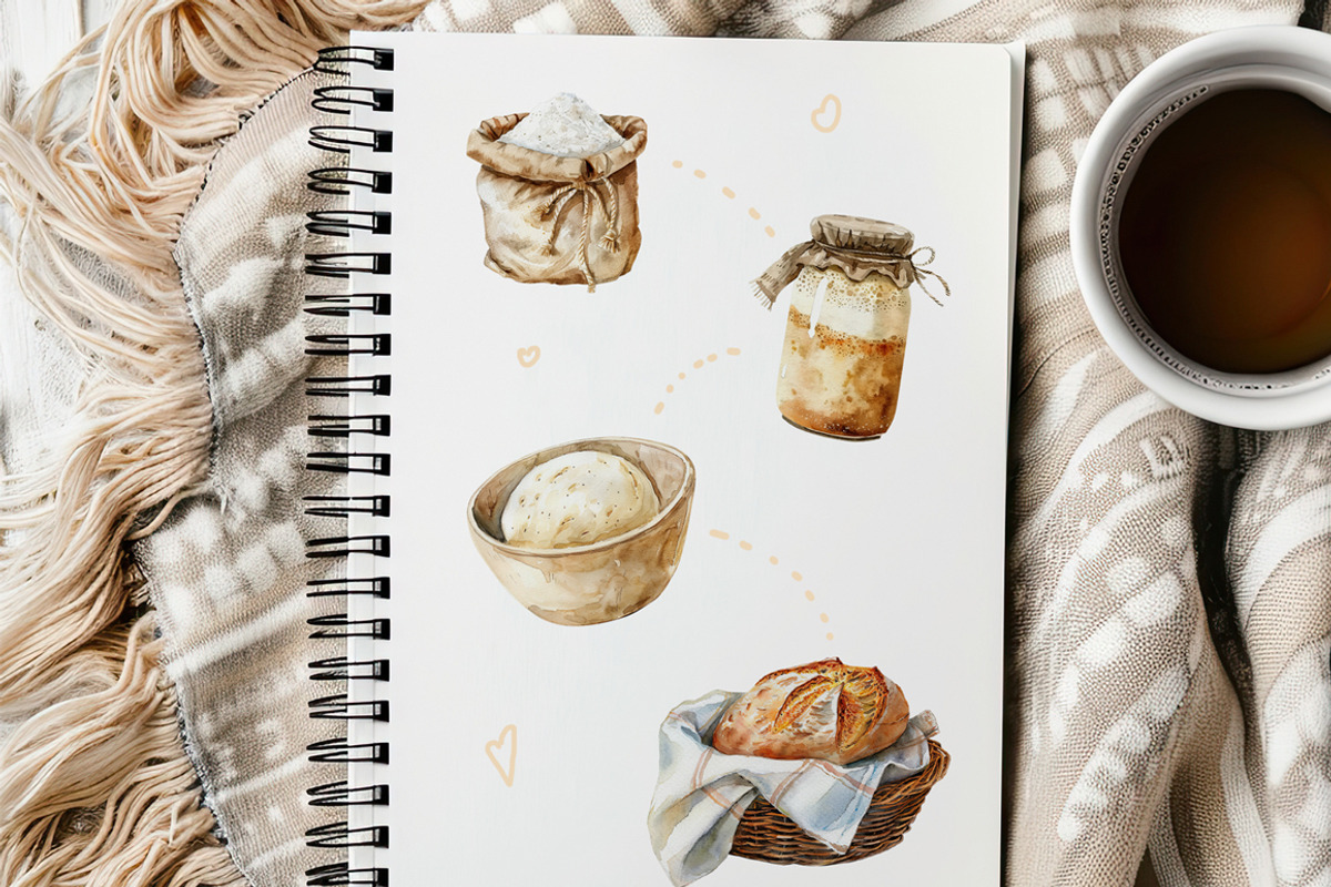 Watercolor Sourdough Bread Clipart, a Food Illustration by SvetaArtStore (Photo 4 of 6)