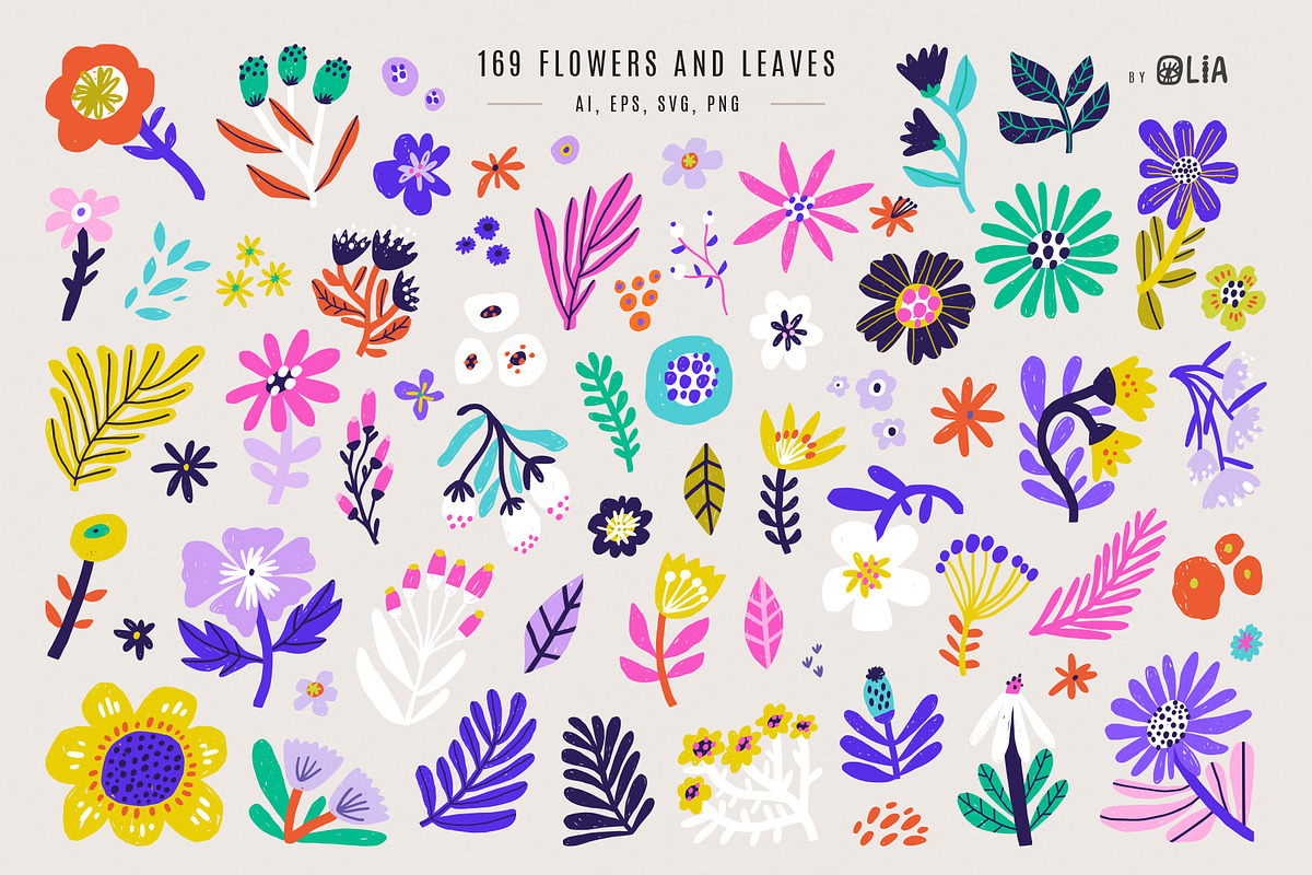 Bold Florals | svg, png, ai, eps, a Decorative Illustration by Olia (Photo 2 of 13)