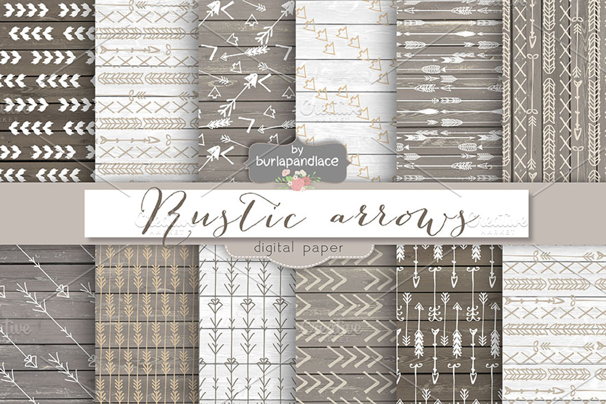 Rustic arrows digital papers