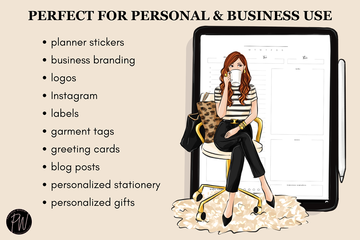 Girl Boss 25 Fashion Clipart, an Illustration by Parinaz Wadia Design (Photo 5 of 5)