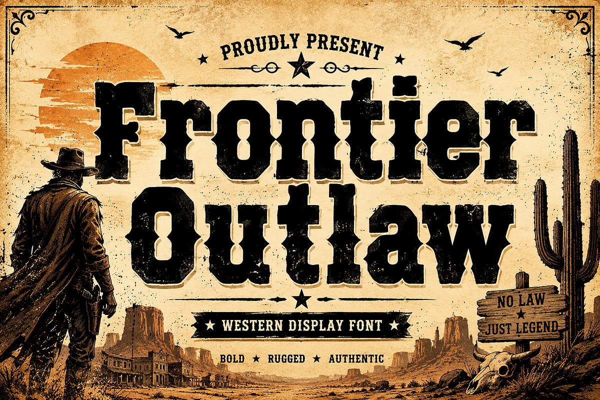 Frontier Outlaw, a Slab Serif Font by Wow Magic (Photo 1 of 5)