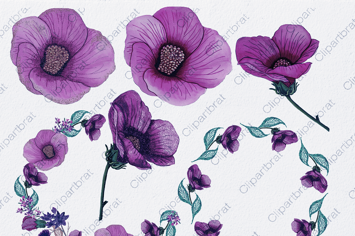 Twilight Tropical Watercolor Floral, an Illustration by ClipartBrat Graphics (Photo 2 of 5)