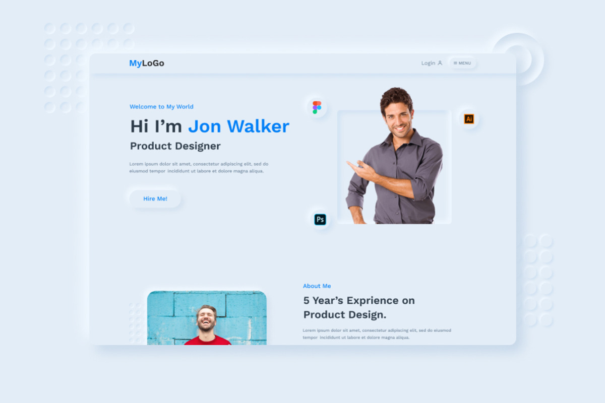 Portfolio Template Design, a Landing Page Template by Neha Guleria (Photo 1 of 2)