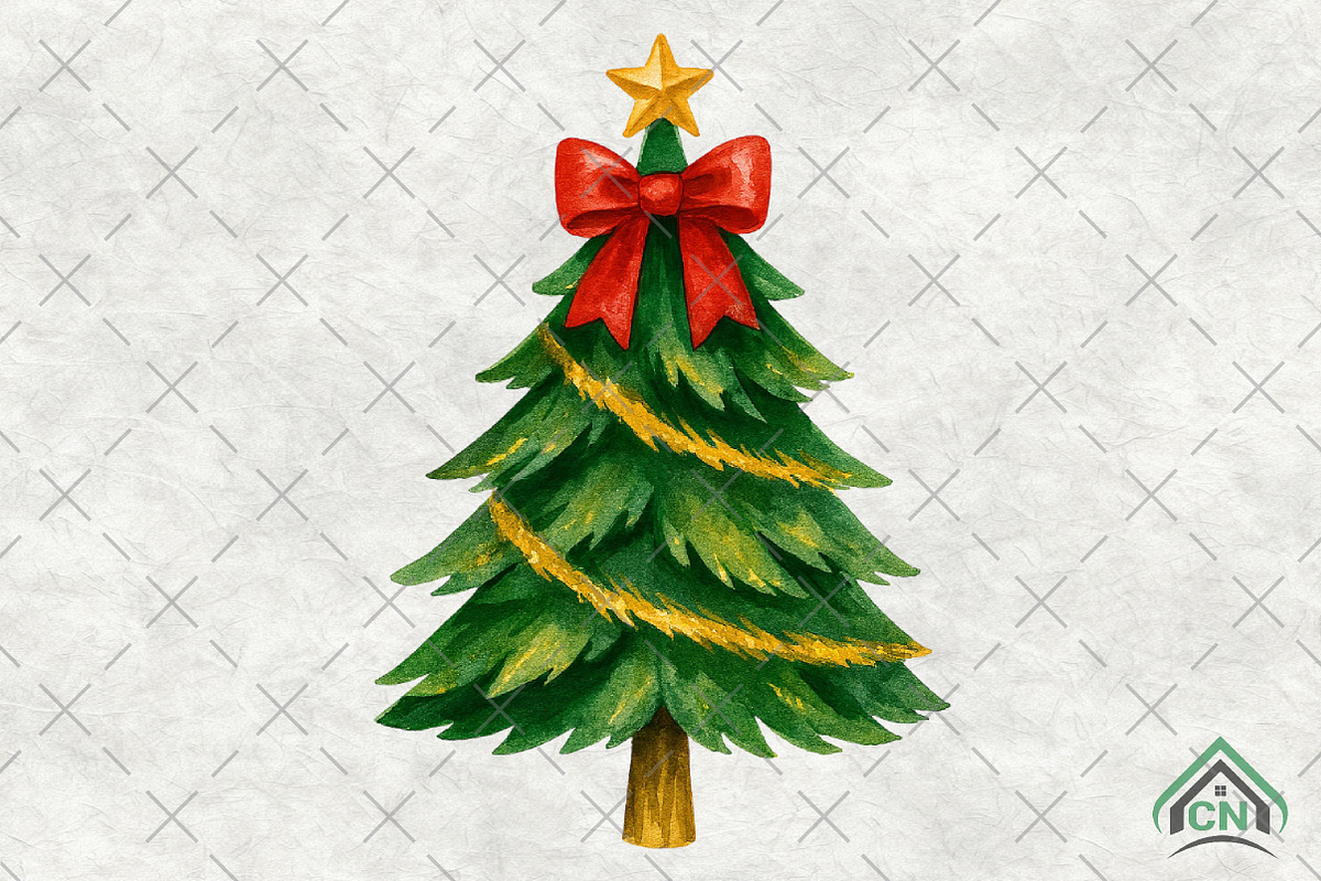 Coquette Christmas Tree Faux Glitter, an Illustration by Craft Nest (Photo 1 of 6)