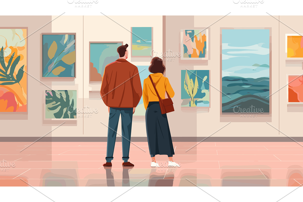 Couple looking painting at, an Object Illustration by Stock-Smart-Start