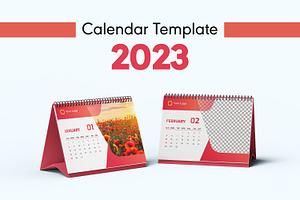 Beautiful Red Calendar Template 2023