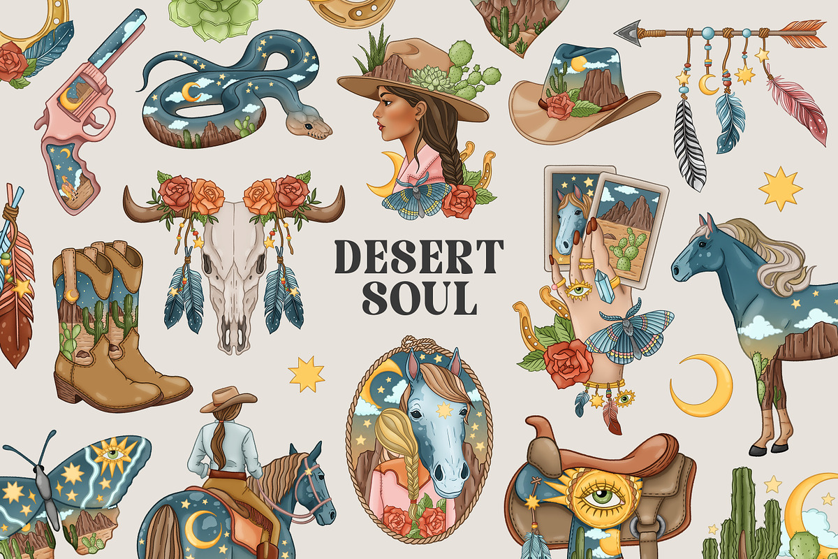 Desert Soul Western bundle, a Seasonal Illustration by SecondOfJuly (Photo 1 of 7)