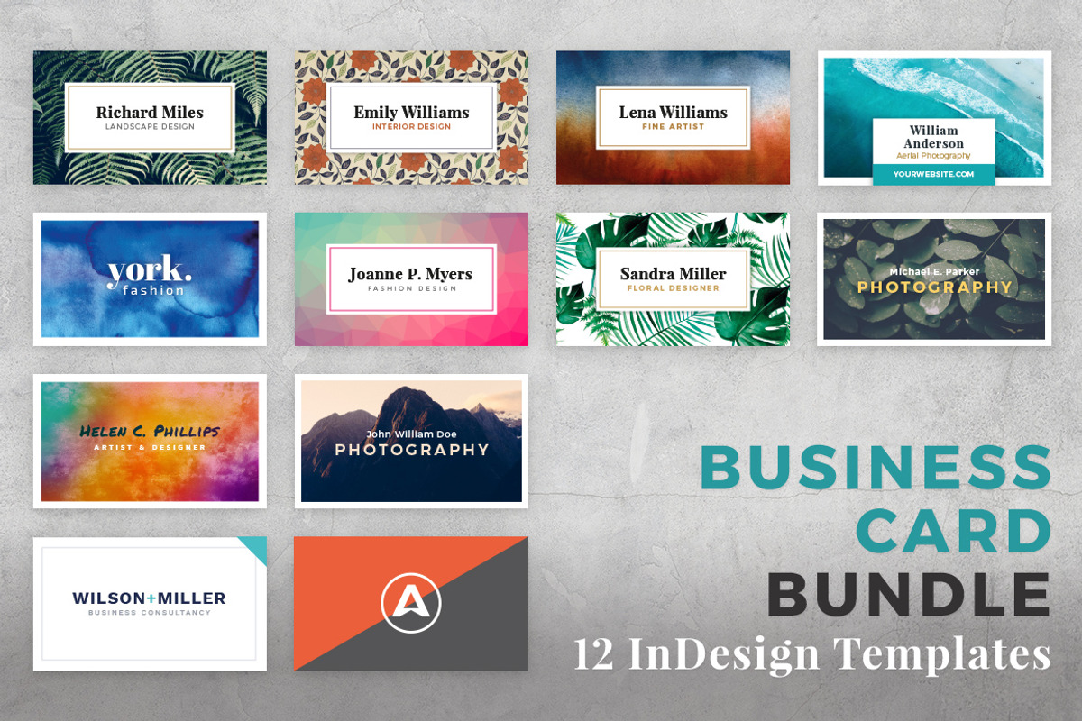 Business Card Bundle for InDesign, a Business Card Template by PhotoMarket (Photo 1 of 13)