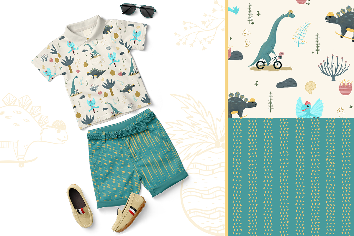 Cute Dinosaurs – Clipart & Patterns, an Animal Illustration by PenguinArtStudio (Photo 10 of 11)