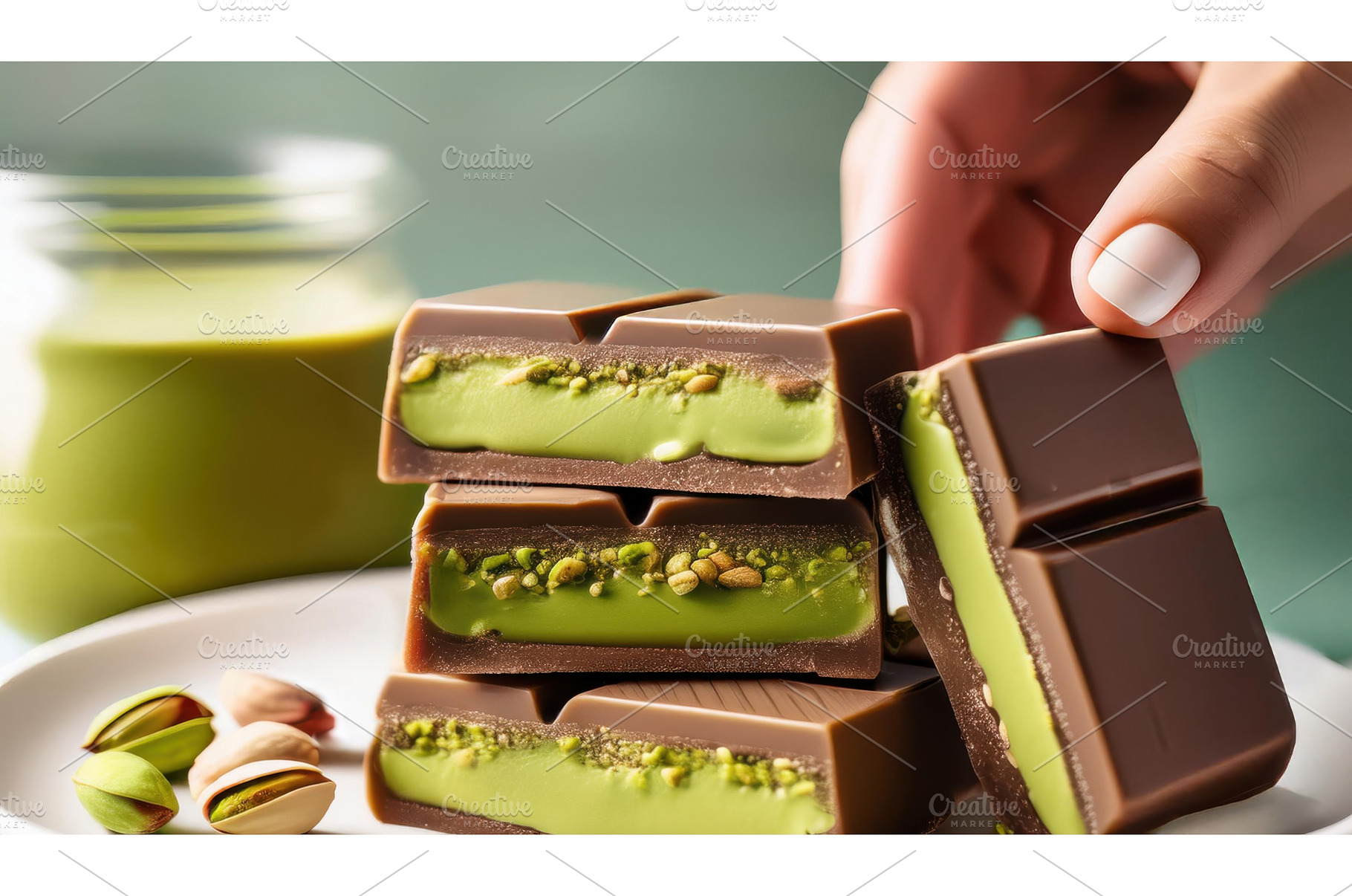 Hands breaking a chocolate bar with, a Food & Drink Photo by Igor Tichonow
