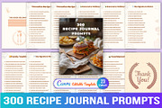 300 Recipe Journal Prompts, a Stationery Template by Designmela01 (Thumbnail 1 of 4)